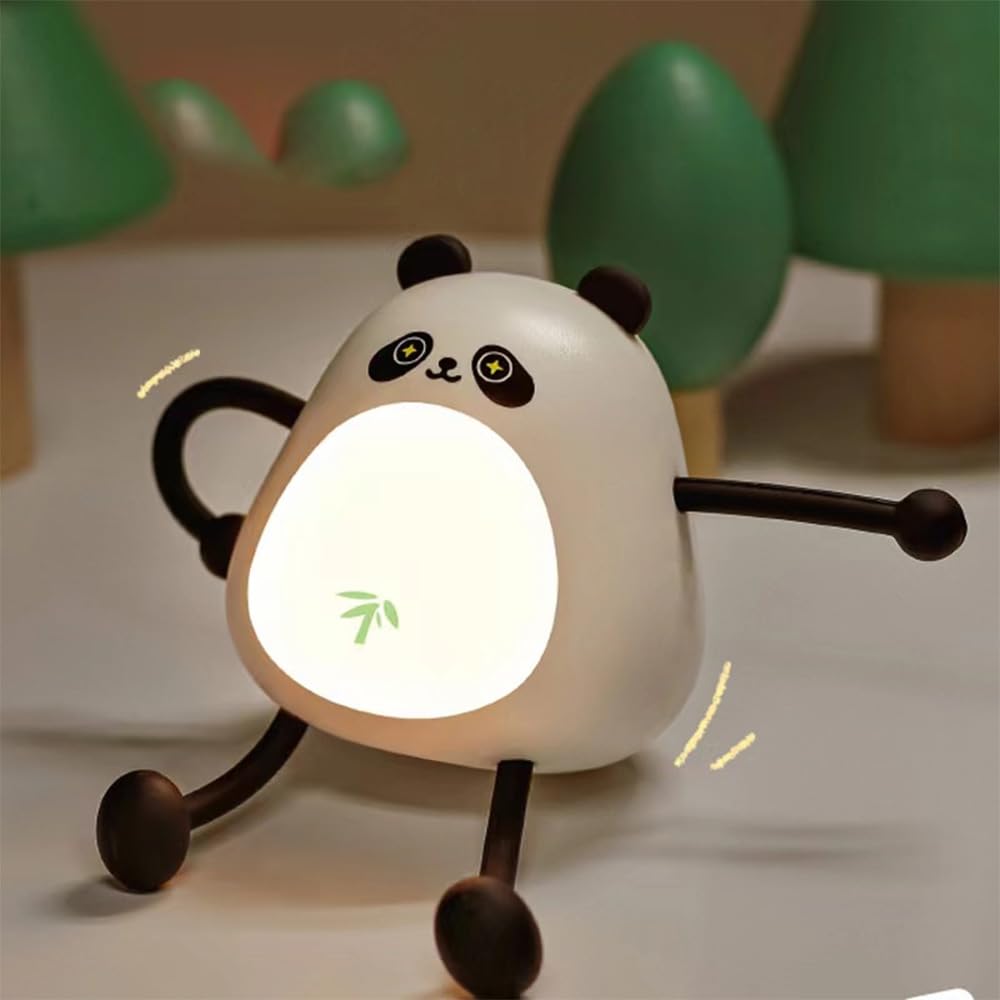 YZYOE LED Rechargeable Panda Warm Light Night Lamp, Cute Animal Bedside Light, Adjustable Limbs Can Be Used As a Phone Holder, a Small Gift for Children.
