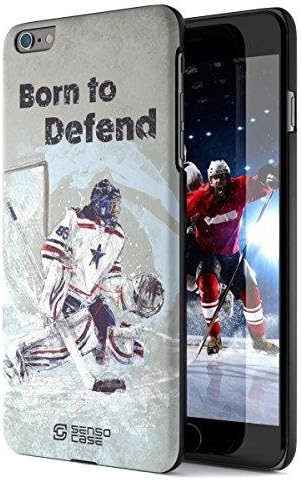 iPhone 6 Plus Case, Born For Hockey. Sensocase Premium Extreme Sports Unique Designer Tough Shell Thin Cover. Luxury, Anti-Fingerprint, Anti-Scratch Stylish Slim Protective Apple Phone 6S Plus.