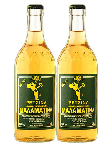 Malamatina Retsina 2er Pack, (2 x 500ml Flasche)
