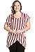 My Yuccie Women's Scoopneck Stripe Blouses Cross Tops with Overlay Hem Plus Size