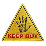 NEW DECO Warning Keep Out Tin Signs Triangle Metal Borad Decorative Signs Side Size 13.5Inches