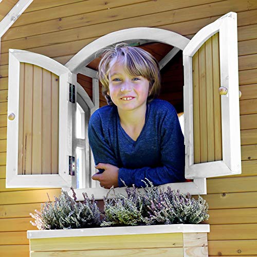 Beauty.Scouts Holzspielhaus Vegard mit Veranda + Leiter + Rutsche 212x349x233cm aus Holz in weiß braun aus Holz… – Bild 6