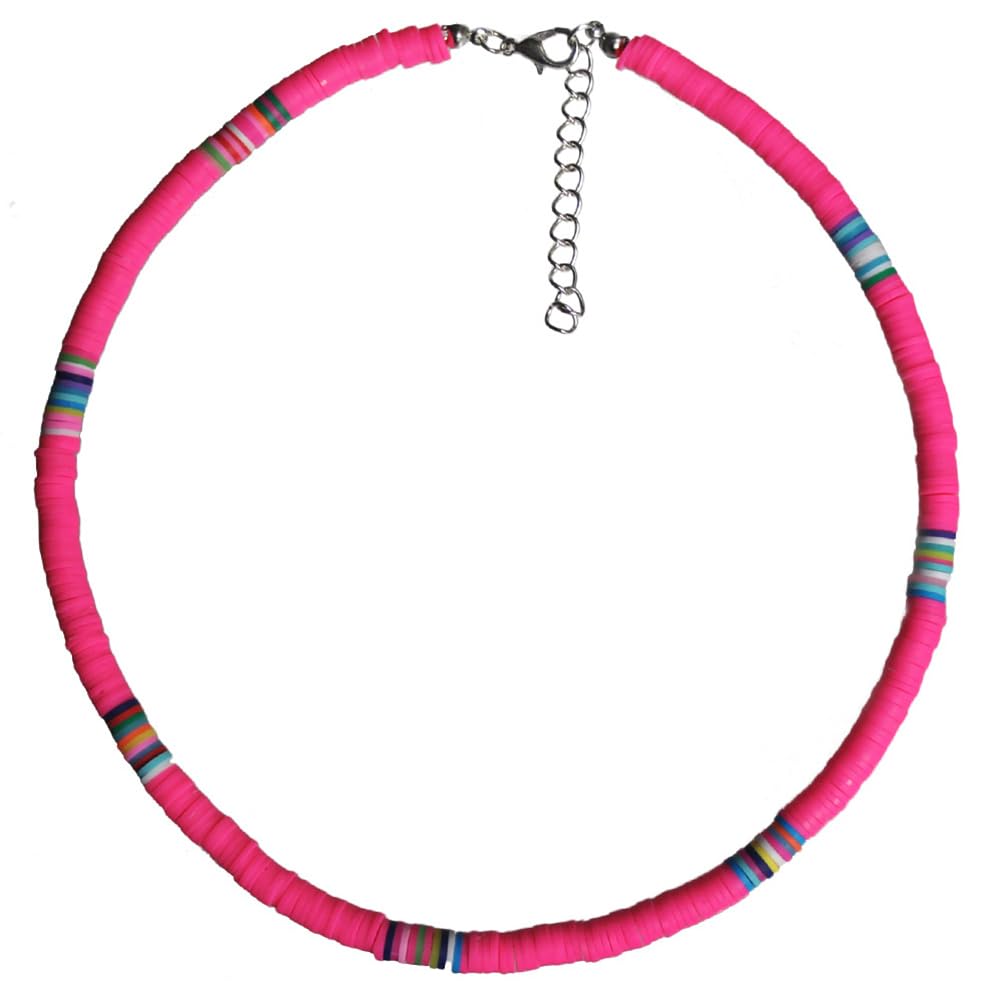 Holibanna Boho Clay Necklace Lightweight Soft Ceramic Circular Pendant Beach Party Jewelry for Women 17G 17In Choker