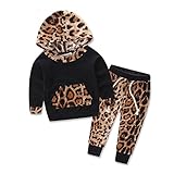 TIFENNY Baby Kids Long Sleeve Floral Print Tracksuit Top +Pants Sets (12M, black)