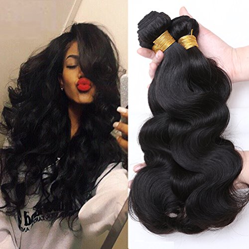 Shireen 8A Brazilian Body Wave Remy Human Hair 100% Unprocessed Virgin Human Hair Extensions 3-pack Bundles Total Natural Black Color Can be Dyed (18 20 22)