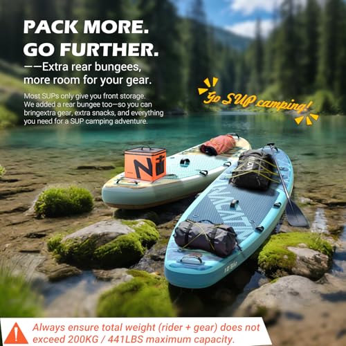 NACATIN Inflatable Stand Up Paddle Board,10'6"Upgrade Version Blow Up Paddle Boards for Adults with Premium SUP Accessories& Backpack,Adjustable Paddle,Camera Mount,Hand Pump, for Lake, River, Yoga