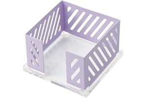 MOGOOSTRY Sticky Note Holder Memo Pad Cube Dispenser 3.5 x 3.5Inch Notepad Holder Acrylic Base Purple Metal Mesh Desk Organizer for Home Office Supplies (Purple Memo Pad Holder)