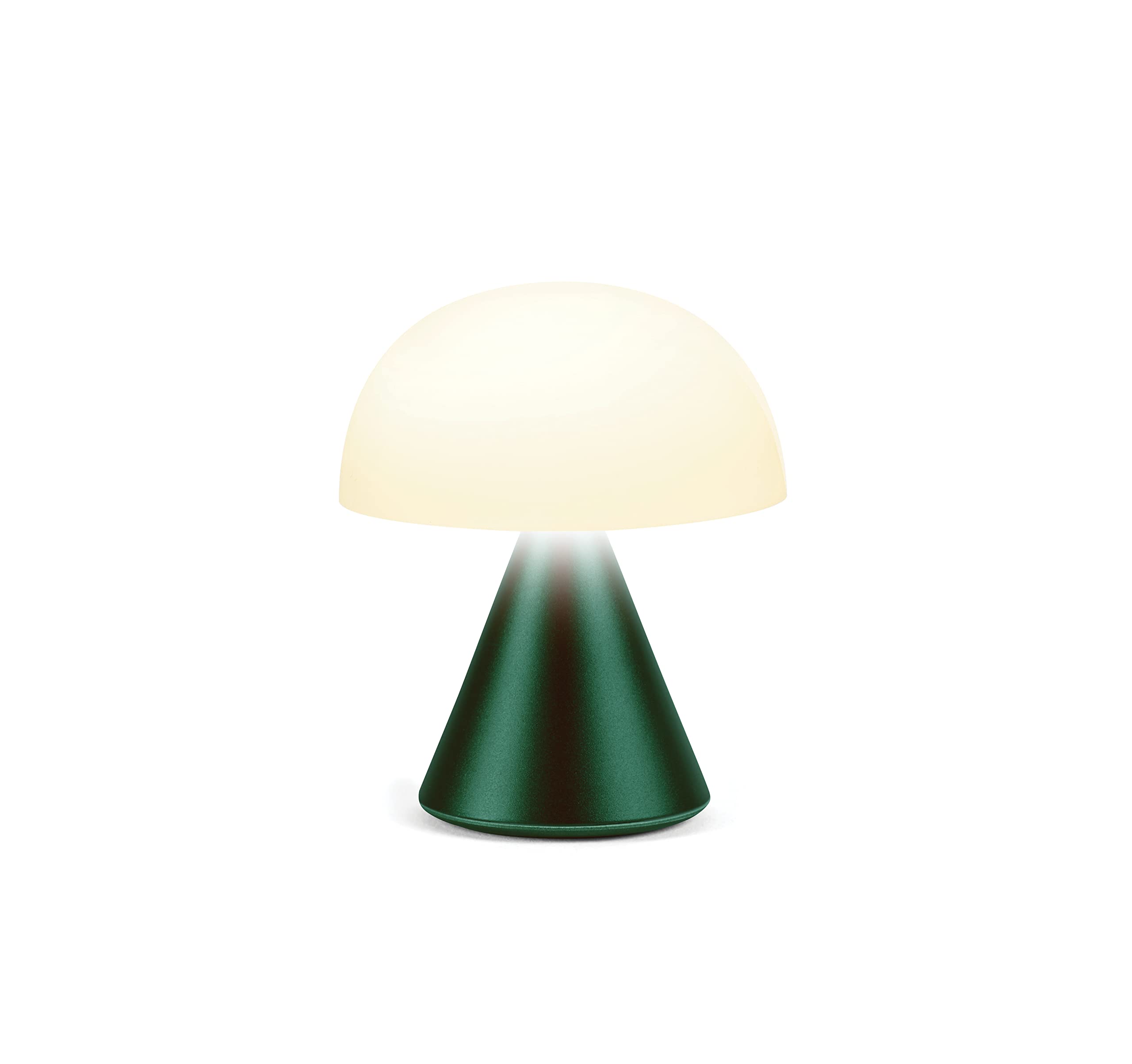 Lexon Mina Small Mushroom Lamp - LED Portable Bedside Light for Bedrooms, Kids & Nursery - Rechargeable with 12h Autonomy & Memory Dimmer, Aluminum - Dark Green