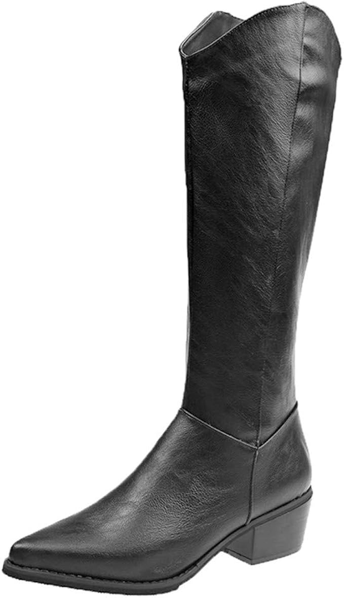 fashion waterproof mid height heel boots