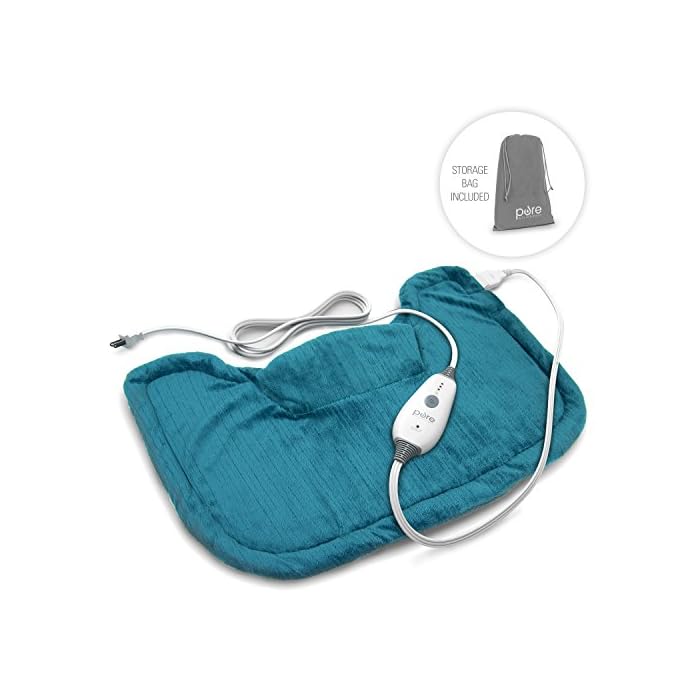 Pure Enrichment® PureRelief™ Neck and Shoulder Heating Pad - 4 Heat Settings, Magnetic Closures, Soft Micromink, Auto…