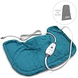 PureRelief Neck &amp; Shoulder Heating Pad with Fast-Heating Technology, Magnetic Closure &amp; Convenient Storage Bag - Turquoise Blue