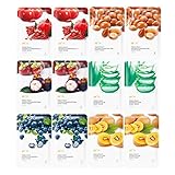 PF 79 Natural Facial Mask Sheet Variety Pack Featuring 6 Different Hydrating Full Face Masks, for Daily Skin Care Variety Pack, Moisturizing, Brightening, Soothing care