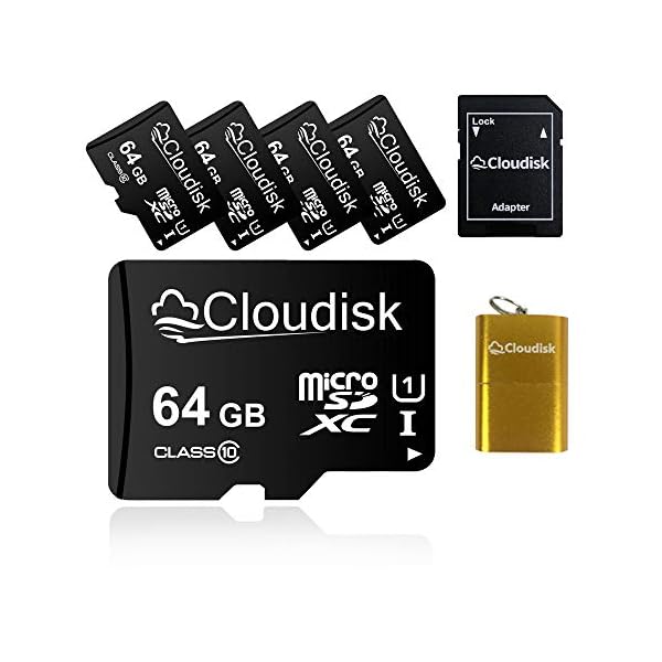 Cloudisk 5er-Pack Micro SD-Karte mit MicroSD Adapter Card Reader-Speicherkarte (64GB)