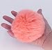 Miraclekoo Rabbit Fur Ball Pom Pom KeyChain Gold Plated Keychain with Plush for Car Key Ring or Handbag Bag Decoration (Orange Pink)