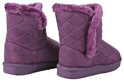 Baby Girls Toddler Warm30F Purple Slouch Buttons/Sweater Knit Faux Fur Lined Soft Sole Infant Boots-9