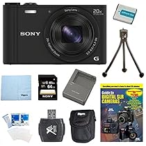 Sony WX350 DSC-WX350 DSCWX350B DSC-WX350/B 18 MP Digital Camera (Black) 64GB Kit Includes Camera, 64GB memory card, DVD, battery pack, Rapid AC/DC Charger carrying case, Card reader, + More