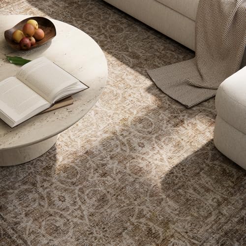 NoiFamo Washable Rugs for Living Room: 8x10 Area Rugs for Bedroom Ultra Soft Non-Slip Stain Resistant Vintage Boho Large Carpet for High-Traffic Dining Room - Farmhouse Decor