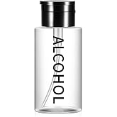 Layhit 1 Pcs 10 Oz/ 300 ml Alcohol Pump Dispenser Bottles, Push Down | Clear Bottle with Flip Top Cap, Empty Press Pumping Bottle, Refillable Cosmetic Container for Personal, Salon, Nail Care