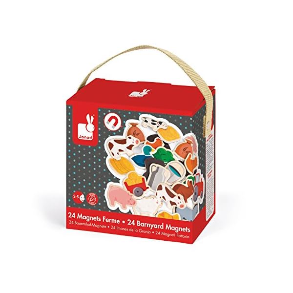Janod - 24 Farm Magnets - Farm Animals - Wooden Toy - Magnetic Educational Game, to Handle, Experience and Have Fun… – Bild 3