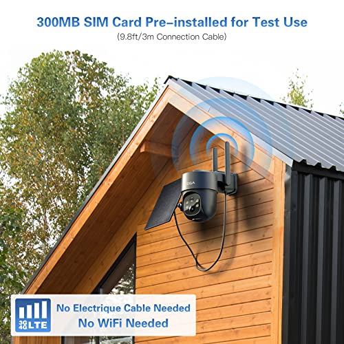 Xega 4G LTE Cellular Security Camera Solar with SIM Card【2 Pack】 Wireless Outdoor No WiFi Security Camera,2K HD PTZ Night Vision Motion Detection 2 Way Talk TF&Cloud Storage IP66, Built-in SIM Card