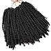 3 Pack Spring Twist Ombre Colors Crochet Braids Synthetic Braiding Hair Extensions 8 Inches 50 Strands/pieces (8 INCHES, Black)