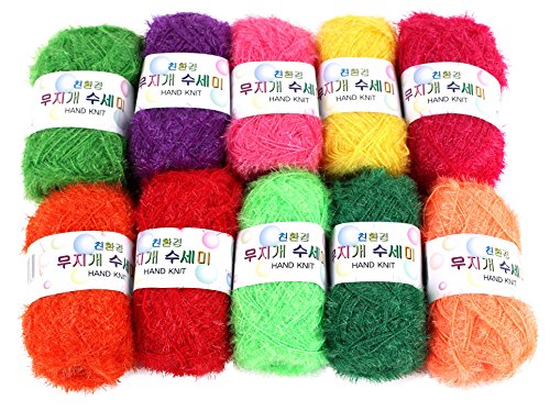 Rainbow Crochet Yarn 10 Skeins Assorted Colors 100% Polyester