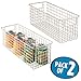 mDesign Farmhouse Decor Metal Wire Food Storage Organizer Bin Basket with Handles for Kitchen Cabinets, Pantry, Bathroom, Laundry Room, Closets, Garage - 16