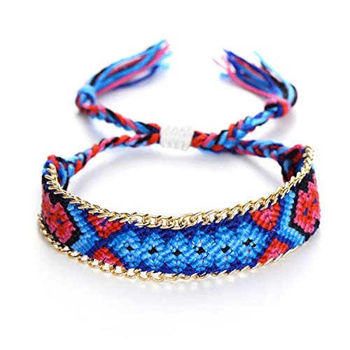 Weave Bohemian Couple Gifts Punk Chain Design Multicolor Cotton Rope Bracelet Women Hot 4