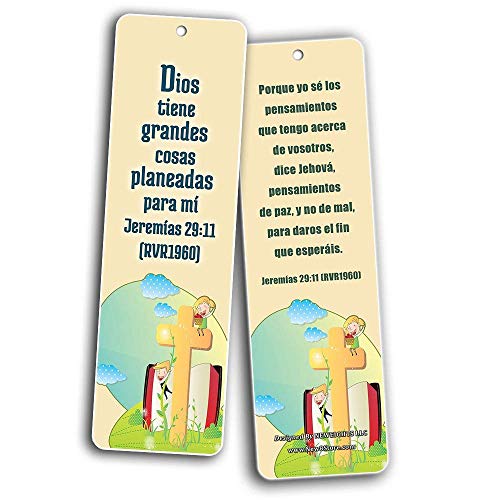 Spanish Bible Verses Bookmarks for Kids (60-Pack) - Scripture Bible Verses - Psalm 23 - Great Stocking Stuffers for Easter Baptism Thanksgiving Christmas Sunday School - Prayer Cards - War Room Decor