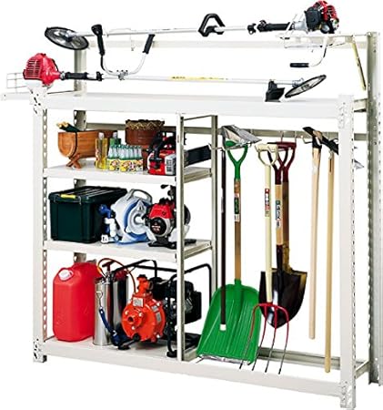 Amazon Co Jp 棚 工具 ボルトを使わずに組立簡単 耐荷重２００ｋｇの 超頑丈な スチール製 農具収納棚 Diy 工具 ガーデン
