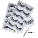 3D Real Mink False Eyelashes, Handmade Reusable Mink Lashes, Luxurious Wispy Natural Cross Thick Long Lashes With Applicator 10 Pairs/F820