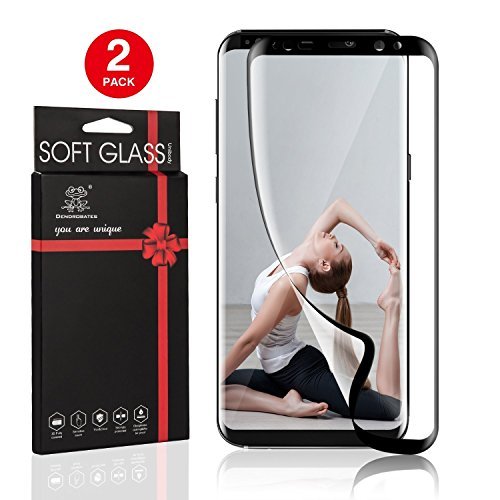Galaxy S8 Plus Screen Protector (Case Friendly), Dendrobates Edge to Edge Hybrid Tempered Glass Film with Installation Tool Full Coverage Scratch&Shatter Resistant for Samsung S8 Plus [2 Pack] Black