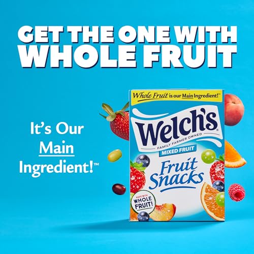 WELCH’S FRUIT SNACKS, MIXED FRUIT, BULK PACK, INDIVIDUAL SINGLE SERVE BAGS, 0.8 OZ (PACK OF 40)