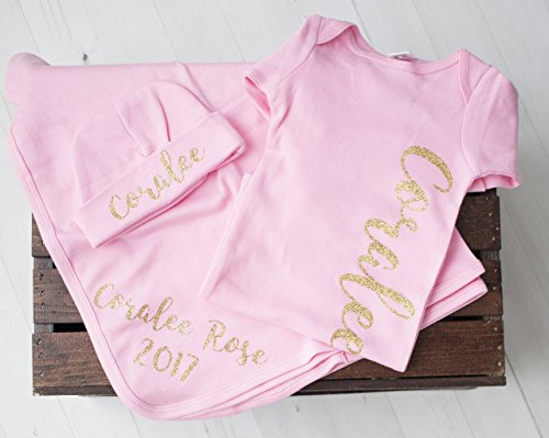 personalized baby gown and hat set