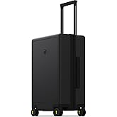 LEVEL8 Hard Shell Carry on Luggage Airline Approved, Carry-on Suitcases with Wheels, Lightweight Luminous Textured Hardside Travel Bag with Tsa Lock, 20 Inch, Black
