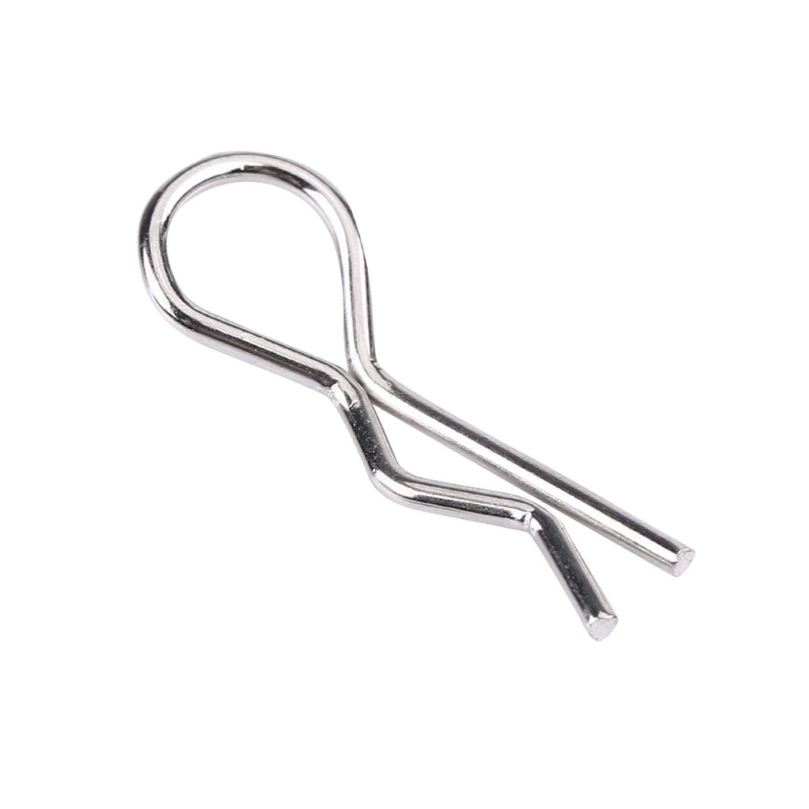 Alomejor 50 Pcs RC Car Clip Pins 1/10 1/12 1/16 Remote Control Car Stainless Steel R Shape Body Shell Clip Pins