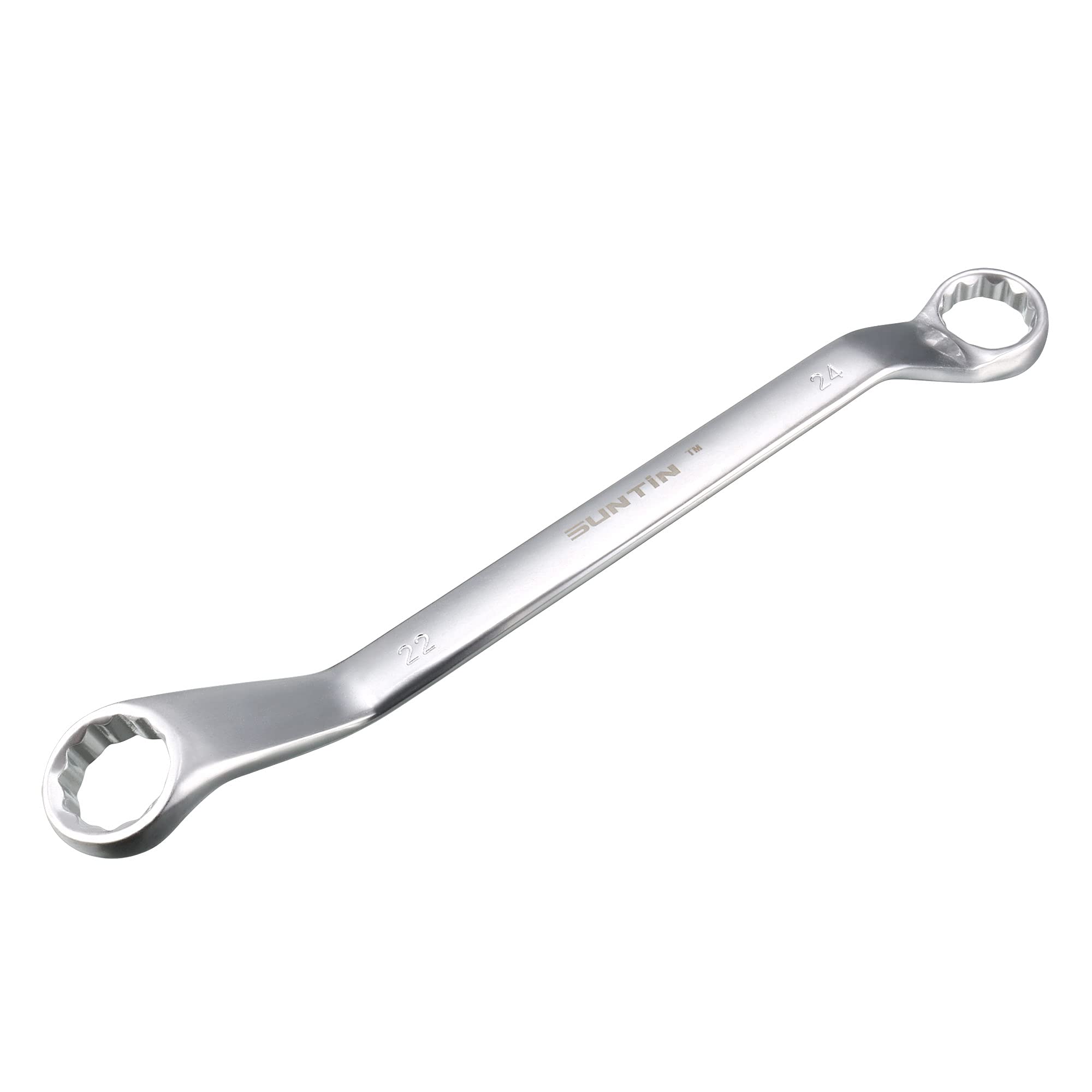 sourcing map 22mm x 24mm Metric 12 Point Offset Double Box End Wrench Chrome Plated, Cr-V Steel