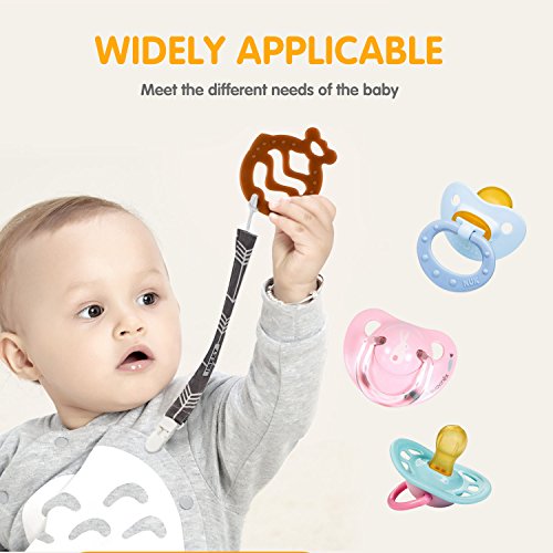 4 PCS Baby Pacifier Clip Pacifier Chain with Holder Leash Teething Toys Clips Accessory for Babies Infants Girls Boys
