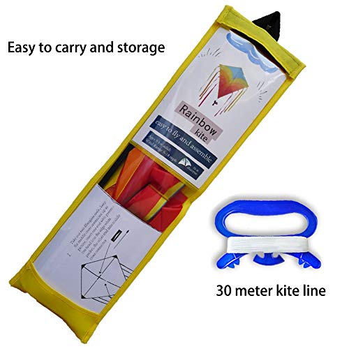 Zhuoyue Kite- Rainbow Diamond Kite for Kids and Adults, Easy to Fly Kite for Beginner, The Best Kite for The Beach and Outdoor Games Activities