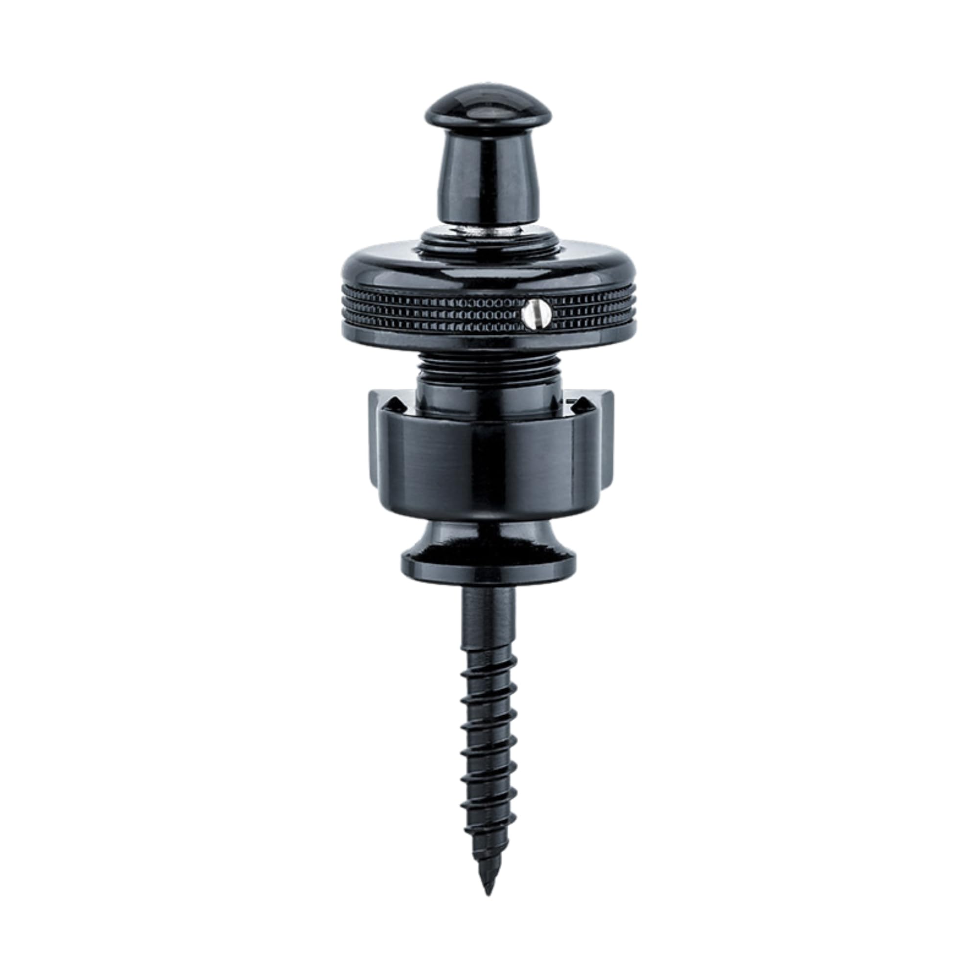 Schaller Black Chrome Guitar Strap Security Locks with Hardened Steel Buttons & Triple-Lock System - Acoustic & Electric Guitar Strap Attachment with Extra-Long Screws for All Sizes - 1 Pair