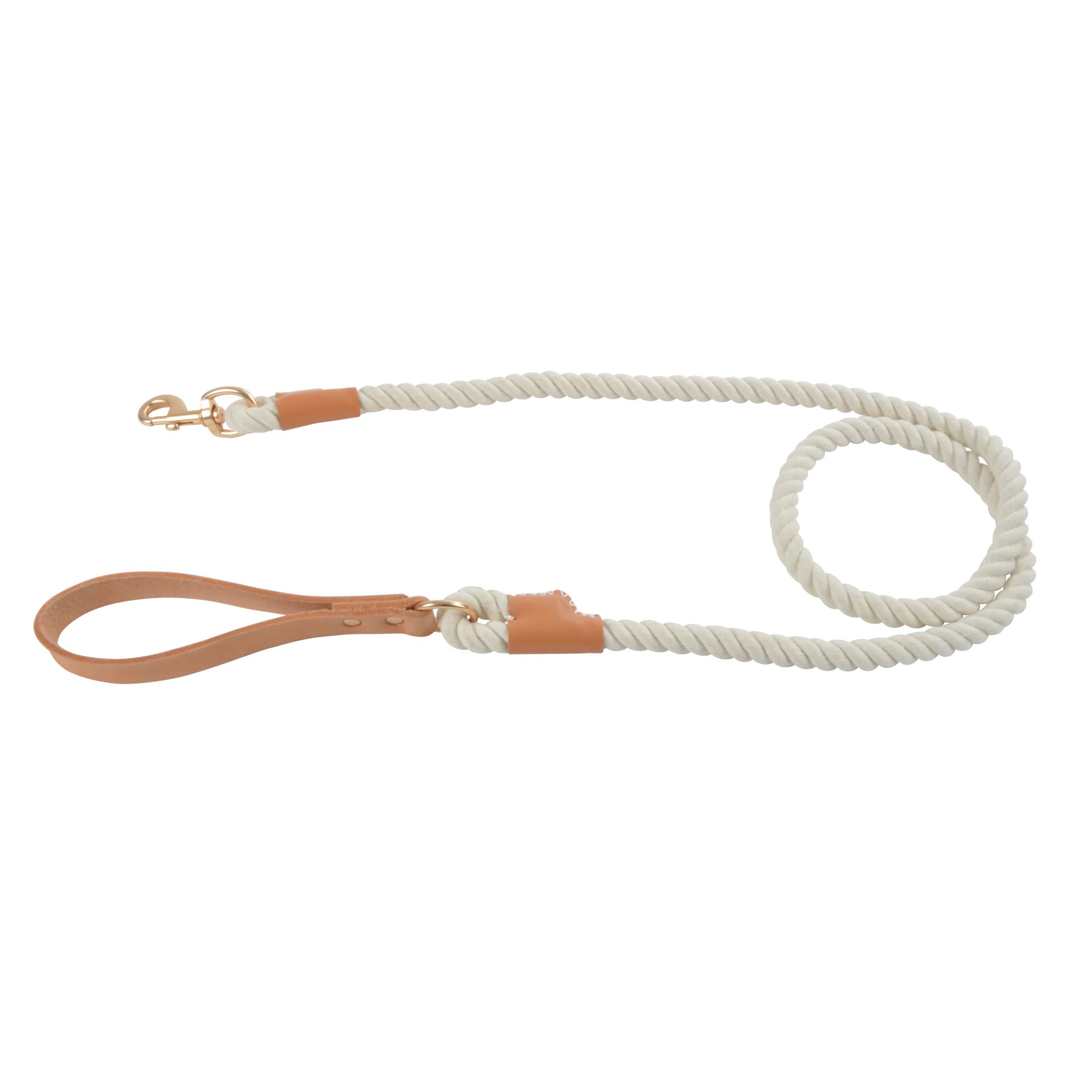 Love Story, City Cotton Rope Lead and Leather Handle 150 x 1.5 cm Ecru