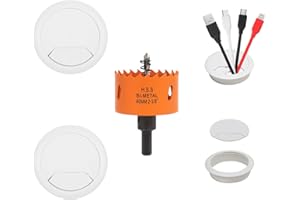 VIKITON Desk Grommet 2-3/8 inch with Hole Saw, Desk Cord Hole Cover Grommet for Cables, 2 PCS, White