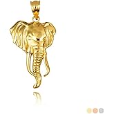 Lucky Elephant Wildlife Animal Fine Pendant Real Solid 10Kt Gold