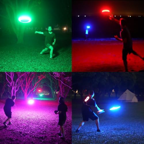 Flying Disc – 108 RGB-LEDs mit 16 Mio. Farben, sehr hell, Smart-Modi, Auto-Aufleuchten, wiederaufladbar, wasserdicht, Outdoor-Spielzeug für Kinder & Erwachsene, 175 g