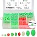 Hilitchi 1050 Pcs 9 Sizes All Luminous Fishing Beads Assorted Hard Plastic Oval Round Shaped Glow Eggs for Stream Pool Lake River Fishing (All Glow in The Dark)