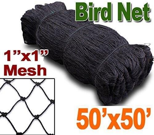 Helixiu 25' X 50' or 50' X 50 Net Netting for Bird Poultry Aviary Game Pens New 1" Square Mesh Size, Bird Net Garden Netting to Protect Fruit Trees, Bushes & Vegetables (50 * 50 1" Mesh)