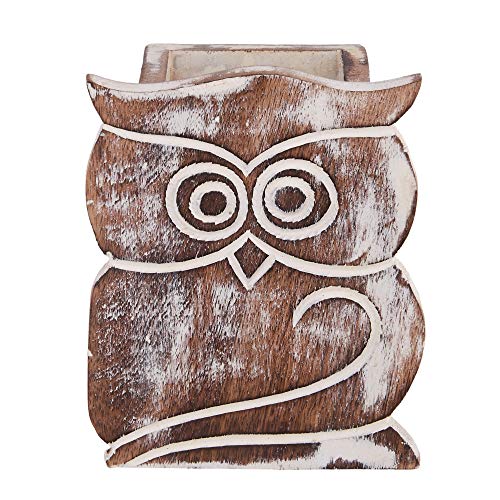 Christmas Birthday Gifts Owl Design Rustic Wood Pencil Holder Pen Cup Spectacle Eyeglasses Holder Desk Caddy Organizer Office Supplies Accessories Gift Ideas Office Coworkers - Thumbnail 2