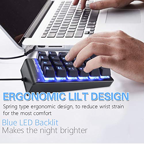 MOTOSPEED Mechanical Numeric Keypad Red Switch Wired 22 Keys Mini Numpad Portable Keypad Backlight Gaming Keypad Extended Layout for Cashier