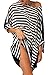 Yonala Women's Classic Striped Tassel Chiffon Beachwear Bikini Swimwear Cover Up Black-stripe One Size