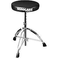 SONICAKE Drum Throne Adjustable Drum Stool Foldable with Anti-Slip Padded Seat Black
